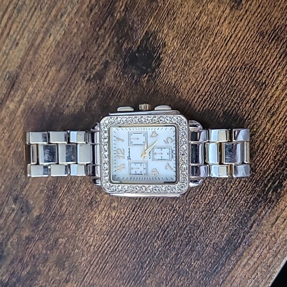 Geneva Accessories - Geneva Platinum Stainless Steel Rhinestone Watch Womens